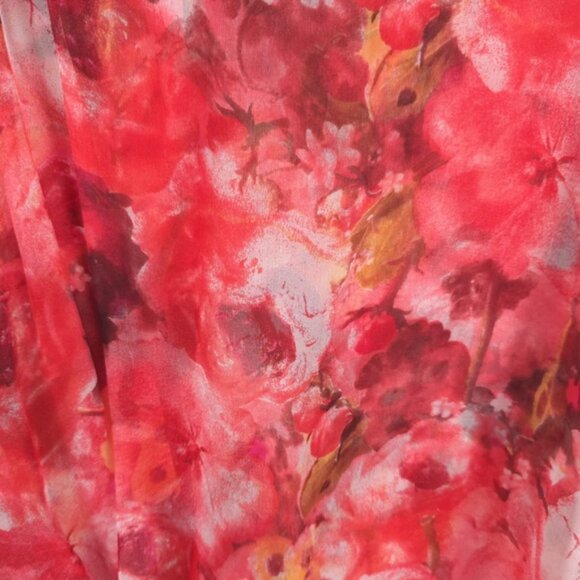 Sundance Women’s 100% SILK Red Mini Dress Floral Watercolor Chiffon Tie Waist 4 - Picture 9 of 11